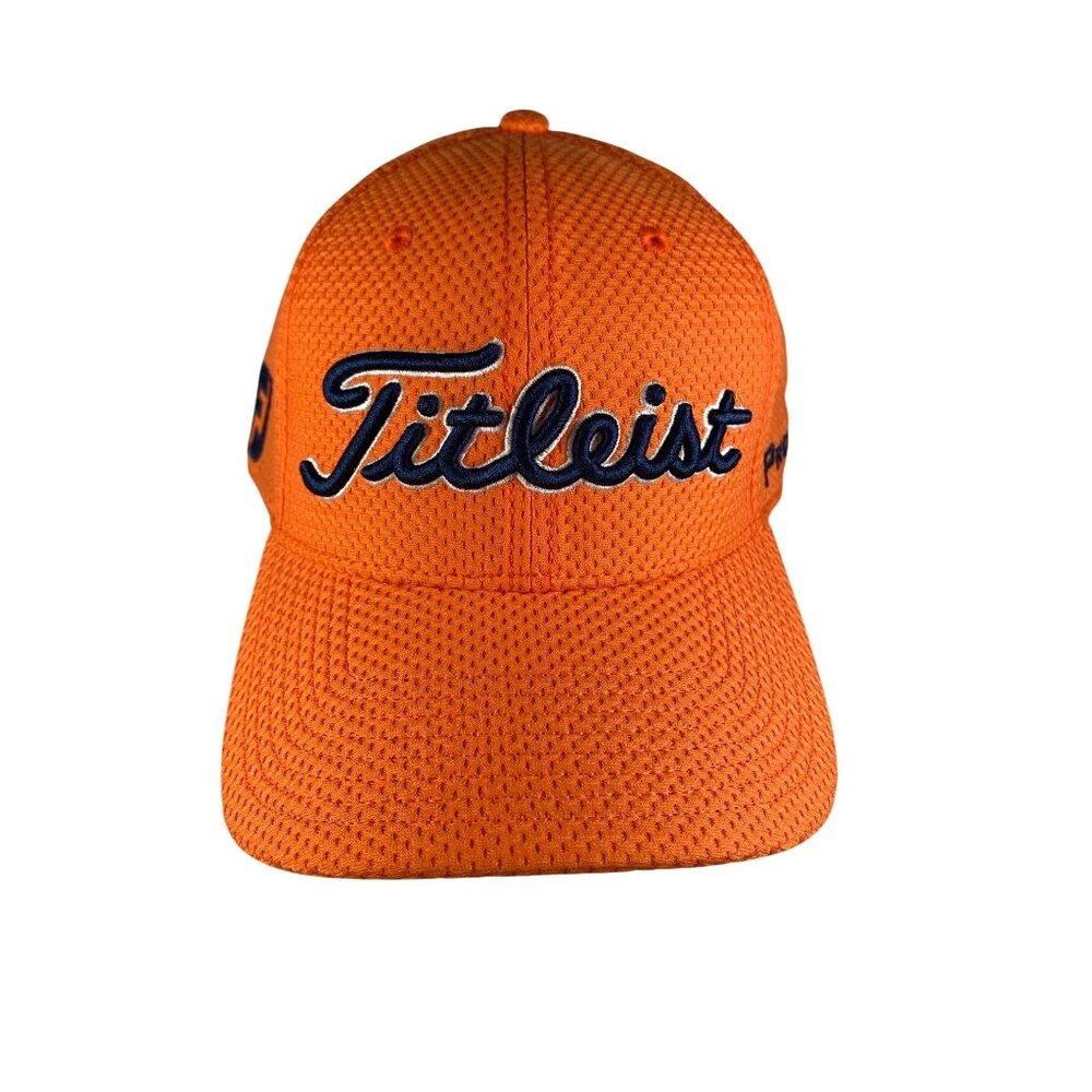 Titleist A-Flex Golf Cap Orange Mesh Stretch Fit L/XL Performance Golf Hat